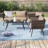 Barton 4 Pieces Outdoor Wicker Patio Sofa With Table Set, Beige -Garden & Outdoors GUEST abfb715a 8e3a 483a bf64 d40f12d28540