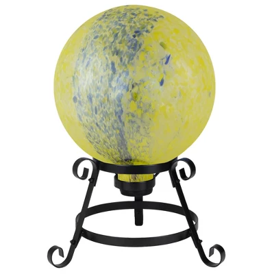 Northlight 10" Yellow And Blue Reflective Speckled Glass Outdoor Garden Gazing Ball 4 Northlight 10" Yellow And Blue Reflective Speckled Glass Outdoor Garden Gazing Ball - Image 2