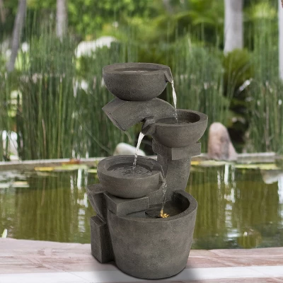 Nature Spring 4-Tiered Bowl Outdoor Water Fountain 5 Nature Spring 4-Tiered Bowl Outdoor Water Fountain - Image 3