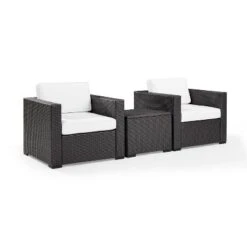 Biscayne 3pc Outdoor Wicker Seating Set - White - Crosley -Garden & Outdoors GUEST addbc6d6 e63f 429b a648 5aa7c4cb3b3e