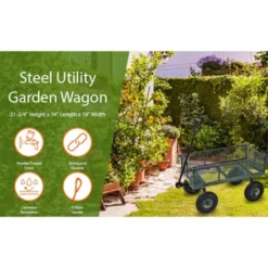 Juggernaut Carts GW3418-GR Heavy Duty Steel Frame 400 Pound Load Capacity Outdoor Utility Garden Wagon With Pneumatic Tires, Green Finish 7 Juggernaut Carts GW3418-GR Heavy Duty Steel Frame 400 Pound Load Capacity Outdoor Utility Garden Wagon With Pneumatic Tires, Green Finish -Garden & Outdoors GUEST b09b5461 bc9a 4a27 ae40 ab745e767579