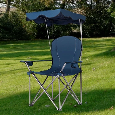 Costway Portable Folding Beach Canopy Chair W/ Cup Holders Bag Camping Hiking Outdoor 4 Costway Portable Folding Beach Canopy Chair W/ Cup Holders Bag Camping Hiking Outdoor - Image 2