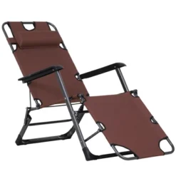 Outsunny 2-in-1 Folding Patio Lounge Chair W/ Pillow, Outdoor Portable Sun Lounger Reclining To 120°/180°, Oxford Fabric -Garden & Outdoors GUEST b1dff53f 044f 4793 b45b 6c86213b7387