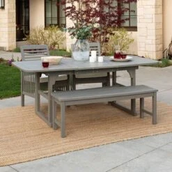 Ravenscroft 4pc Extendable Acacia Wood Outdoor Dining Set - Saracina Home -Garden & Outdoors GUEST b20e0fe7 9276 456a 86ae 1099a38eba59