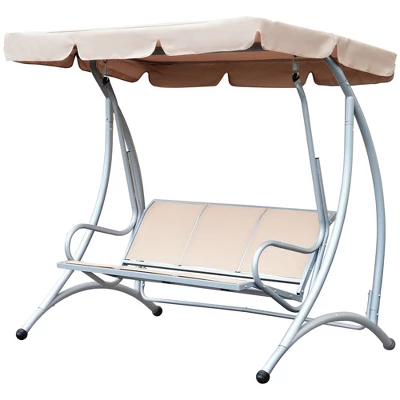 Outsunny 3 Person Patio Swing Seats, Porch Swing With Stand And Adjustable Canopy Outdoor Swing Chair Bench For Garden, Poolside 5 Outsunny 3 Person Patio Swing Seats, Porch Swing With Stand And Adjustable Canopy Outdoor Swing Chair Bench For Garden, Poolside - Image 3