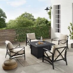 Kaplan 5pc Outdoor Conversation Set With Dante Fire Table & 4 Arm Chairs - Oatmeal - Crosley 16 Kaplan 5pc Outdoor Conversation Set With Dante Fire Table & 4 Arm Chairs - Oatmeal - Crosley -Garden & Outdoors GUEST b2ff2ef8 d07c 4b9d 8f64 df9eea9d8aa7