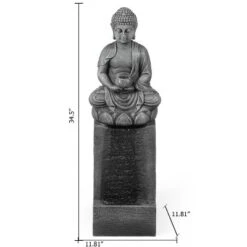 LuxenHome Gray Resin Meditating Buddha On Column Outdoor Fountain With LED Light 13 LuxenHome Gray Resin Meditating Buddha On Column Outdoor Fountain With LED Light -Garden & Outdoors GUEST b36db453 9fbe 4b49 ae65 5e096e5730ee