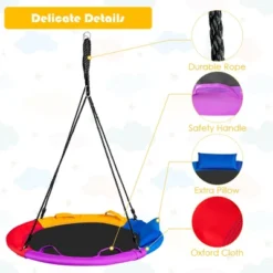 Costway 40'' Saucer Tree Swing Outdoor Round Platform Swing W/ Pillow & Handle 15 Costway 40'' Saucer Tree Swing Outdoor Round Platform Swing W/ Pillow & Handle -Garden & Outdoors GUEST b396fb5b bf27 420e b884 f124abcc9b39
