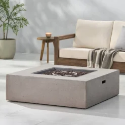 Aidan Outdoor 50000 BTU Light Weight Concrete Square Fire Pit Light Gray - Christopher Knight Home 12 Aidan Outdoor 50000 BTU Light Weight Concrete Square Fire Pit Light Gray - Christopher Knight Home -Garden & Outdoors GUEST b5057000 9e4d 4e39 b6dd 78036a48ec48