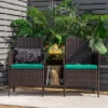 Tangkula Patio Loveseat 2 Person Cushioned Seats With Center Table Outdoor Rattan Furniture Set Turquoise/ Red 2 Tangkula Patio Loveseat 2 Person Cushioned Seats With Center Table Outdoor Rattan Furniture Set Turquoise/ Red -Garden & Outdoors GUEST b51f13d5 a044 45e8 b4d2 1bb0293f6214