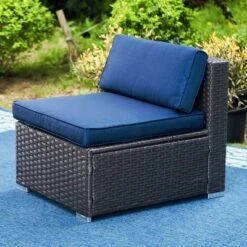 6pc Outdoor Rattan Wicker Sectional Sofa Set - Blue - Captiva Designs -Garden & Outdoors GUEST b61ae236 45dd 4752 9c9d 83fc368ce98a