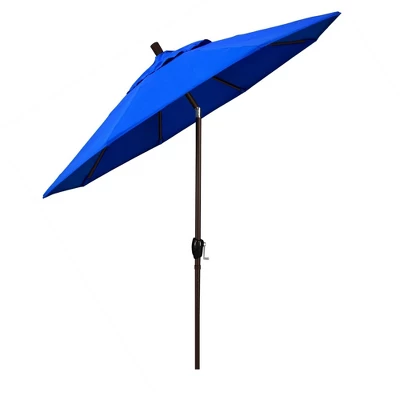 9' X 9' Aluminum Push Button Tilt Crank Sunbrella Patio Umbrella Blue - California Umbrella 4 9' X 9' Aluminum Push Button Tilt Crank Sunbrella Patio Umbrella Blue - California Umbrella - Image 2