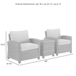 Bradenton 3pc Outdoor Wicker Seating Set With Two Chairs & Side Table Sangria - Crosley -Garden & Outdoors GUEST b63e0f35 8aff 45b5 9657 4b31e16c6a17