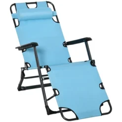 Outsunny 2-in-1 Folding Patio Lounge Chair W/ Pillow, Outdoor Portable Sun Lounger Reclining To 120°/180°, Oxford Fabric -Garden & Outdoors GUEST b832bf06 ac7d 4caa 80d9 95a1c6105534
