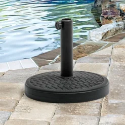 28.58lbs Outdoor Concrete/Cement Filled Umbrella Base For Market Umbrella Black - Crestlive Products