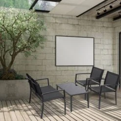 4pc Outdoor Garden Patio Conversation Set - Black - WELLFOR 13 4pc Outdoor Garden Patio Conversation Set - Black - WELLFOR -Garden & Outdoors GUEST bbab7d88 4f36 4ecd b096 cc753cad8008