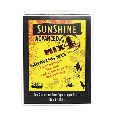 SunGro Horticulture SUGRADV3.0 Advanced Mix #4 Sunshine Organic Plant Growth Mix For Garden, Plant, And Root Growth, 3 Cubic Feet 3 SunGro Horticulture SUGRADV3.0 Advanced Mix #4 Sunshine Organic Plant Growth Mix For Garden, Plant, And Root Growth, 3 Cubic Feet