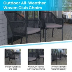 Merrick Lane Outdoor Furniture Sets 2 Piece All-Weather Woven Patio Chairs With Cushions -Garden & Outdoors GUEST bcb977a5 fa6a 488e b779 b9ef5f6db2b3