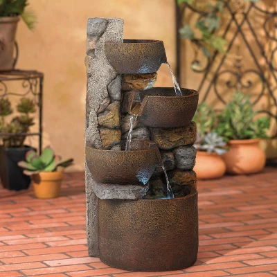 John Timberland Ashmill Urn Rustic Cascading Outdoor Floor Water Fountain With LED Light 29" For Yard Garden Patio Deck Porch Exterior Balcony 3 John Timberland Ashmill Urn Rustic Cascading Outdoor Floor Water Fountain With LED Light 29" For Yard Garden Patio Deck Porch Exterior Balcony