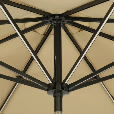 11' X 11' Calypso II Market Patio Umbrella With Solar LED Strip Lights Champagne - Island Umbrella 9 11' X 11' Calypso II Market Patio Umbrella With Solar LED Strip Lights Champagne - Island Umbrella - Image 7