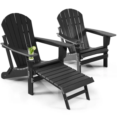 Tangkula 2PCS Adirondack Chair W/Ergonomic Design&Ottoman Outdoor Armchair HDPE Chair For Yard&Patio Black/Coffee/Grey/Turquoise/White 10 Tangkula 2PCS Adirondack Chair W/Ergonomic Design&Ottoman Outdoor Armchair HDPE Chair For Yard&Patio Black/Coffee/Grey/Turquoise/White - Image 8