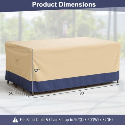 Costway Patio 90''x50'' Dining Set Cover Rectangle Table Chair Waterproof Handle Air Vent 3 Costway Patio 90''x50'' Dining Set Cover Rectangle Table Chair Waterproof Handle Air Vent