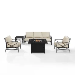 Kaplan 5pc Outdoor Sofa Set With Fire Table - Oatmeal - Crosley 16 Kaplan 5pc Outdoor Sofa Set With Fire Table - Oatmeal - Crosley -Garden & Outdoors GUEST bdf5b657 18b0 4543 a6f6 07aac6b5789d