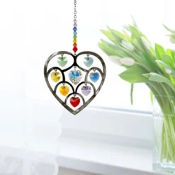 Woodstock Wind Chimes Woodstock Rainbow Makers Collection, Heart Of Hearts, 4.5'' Chakra Crystal Suncatcher HHCH