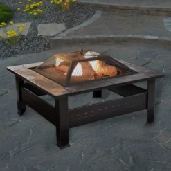 Nature Spring 32" Square Outdoor Fire Pit - Bronze Finish, Black/Orange Tiles -Garden & Outdoors GUEST c0f31d47 4816 4549 9c45 65148cb5c0ee