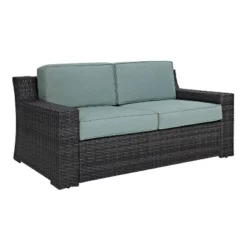 Beaufort Outdoor Wicker Loveseat - Mist - Crosley -Garden & Outdoors GUEST c12ea0d4 e583 4bb1 94e5 3cad0a11d16c