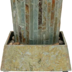 Sunnydaze Decor Sunnydaze 49"H Electric Natural Slate Tower Column Indoor/Outdoor Water Fountain With LED Light -Garden & Outdoors GUEST c1787d3f b664 45aa 81f0 b36687c093a1