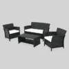 St. Lucia 4pc Wicker Patio Seating Set Black/White - Christopher Knight Home -Garden & Outdoors GUEST c19f2529 3030 48f7 b1b3 d52cd262c502