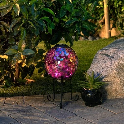 11" Solar Mosaic Iron/Glass Gazing Globe With Stand Purple - Alpine Corporation 7 11" Solar Mosaic Iron/Glass Gazing Globe With Stand Purple - Alpine Corporation - Image 5