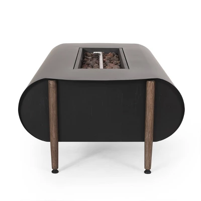 Vernon Outdoor Rectangular Fire Pit With Tank Holder - Dark Gray - Christopher Knight Home 7 Vernon Outdoor Rectangular Fire Pit With Tank Holder - Dark Gray - Christopher Knight Home - Image 5