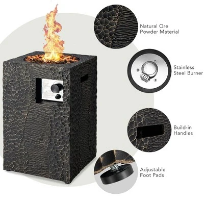 Costway 16'' Square Outdoor Propane Fire Pit W/Lava Rocks Waterproof Cover 30,000 BTU 5 Costway 16'' Square Outdoor Propane Fire Pit W/Lava Rocks Waterproof Cover 30,000 BTU - Image 3