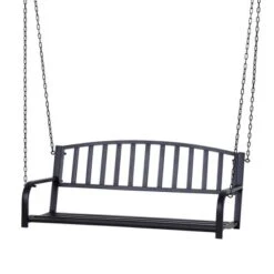 Outsunny 2-Person Metal Outdoor Porch Swing, Hanging Outdoor Swing Chair, Hanging Steel Patio Bench For Deck, 528lb Weight Capacity, Black 9 Outsunny 2-Person Metal Outdoor Porch Swing, Hanging Outdoor Swing Chair, Hanging Steel Patio Bench For Deck, 528lb Weight Capacity, Black -Garden & Outdoors GUEST c5117366 d1cd 4622 a03d 06df80f9838e