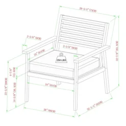 Saracina Home 4pc Mid-Century Modern Slatted Acacia Outdoor Patio Conversation Furniture Set -Garden & Outdoors GUEST c5373106 fe50 4bc9 a5c2 413de41b73ee