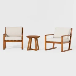 Saracina Home 3pc Modern Slat-Back Acacia Outdoor Conversation Set With Cushions 10 Saracina Home 3pc Modern Slat-Back Acacia Outdoor Conversation Set With Cushions -Garden & Outdoors GUEST c5f0efa3 a546 441a a62d 8991ad328bec