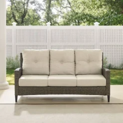 Rockport Outdoor Wicker High Back Sofa - Oatmeal/Light Brown - Crosley 13 Rockport Outdoor Wicker High Back Sofa - Oatmeal/Light Brown - Crosley -Garden & Outdoors GUEST c7eedbe2 f617 4cdb a30a 2c7e5796d539