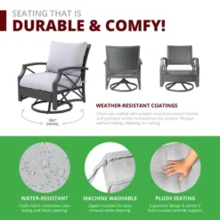 Kinger Home Ethan 5-Piece Rattan Wicker Propane Fire Pit Set With An Aluminum Frame 17 Kinger Home Ethan 5-Piece Rattan Wicker Propane Fire Pit Set With An Aluminum Frame -Garden & Outdoors GUEST c807b4bb 1c9c 470a 9310 766d5119ab27