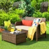 Costway 2PCS Patio Rattan Furniture Set Cushioned Loveseat Table Garden Deck -Garden & Outdoors GUEST c8ff03d2 9d9c 4984 a086 d838e2f01a20