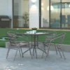 Emma And Oliver 31.5'' Square Glass Top Metal Table With 4 Aluminum Slat Stack Chairs -Garden & Outdoors GUEST c90b46b4 16a0 4411 a1c0 b2a35aa4085a