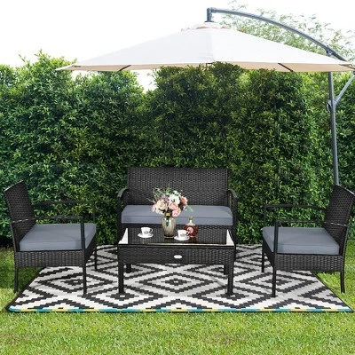 Costway 8PCS Patio Rattan Furniture Set Garden Deck 5 Costway 8PCS Patio Rattan Furniture Set Garden Deck - Image 3