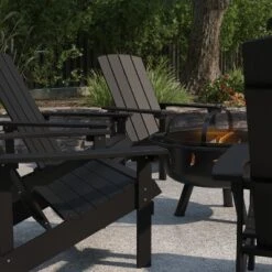 Merrick Lane Ayala 5 Piece Outdoor Leisure Set With Set Of 4 Poly Resin Adirondack Chairs And Star And Moon Iron Fire Pit -Garden & Outdoors GUEST ca896a55 fd94 4bb9 963c 4b56c5a4ec3c