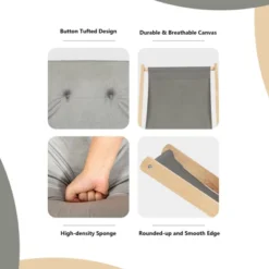 Tangkula Foldable Wood Beach Sling Chair With 3 Adjustable Positions Indoor Living Room Chaise Lounge Grey -Garden & Outdoors GUEST ca9eb8bf 4dfe 4780 b21e 8073b26c100b