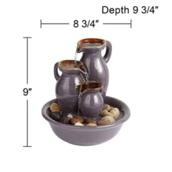John Timberland Triple Jug Rustic Zen Cascading Indoor Tabletop Water Fountain 9" For Table Office Desk Home Bedroom House Living Room Relaxation -Garden & Outdoors GUEST cb27571d 61aa 45e5 9670 b24ddb20337e