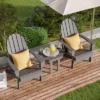 Outsunny 3 Piece Adirondack Chair Set Of 2, HDPE Folding Fire Pit Chairs And Patio Table, Outdoor Furniture With Slatted Seat, Dark Gray -Garden & Outdoors GUEST cebc7e03 aaba 4d21 99f7 0c3ca3d62ea0