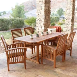 7pc Acacia Wood Patio Dining Set With Cushions - Saracina Home -Garden & Outdoors GUEST d09d1abb 1c4d 4708 955d 206d7388c2d0