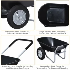 Costway 2 Tire Wheelbarrow Cart Heavy-duty Dolly Utility Cart Black 14 Costway 2 Tire Wheelbarrow Cart Heavy-duty Dolly Utility Cart Black -Garden & Outdoors GUEST d121381c 09a3 4e76 b627 5150002fb85b