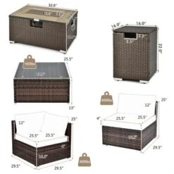 Costway 8PCS Patio Rattan Furniture Set Fire Pit Table Tank Holder Cover Deck Off White/Black/Navy/Red/Turquoise 18 Costway 8PCS Patio Rattan Furniture Set Fire Pit Table Tank Holder Cover Deck Off White/Black/Navy/Red/Turquoise -Garden & Outdoors GUEST d2673b8c 745b 4f35 a067 27904f144fac